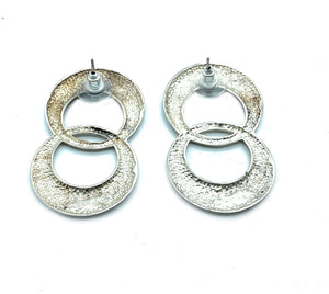 Sterling Silver Double Circle Figure 8 Drop Earrings