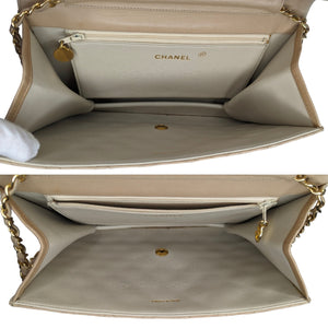Chanel Vintage Beige Quilted Lambskin Medium Flap Bag
