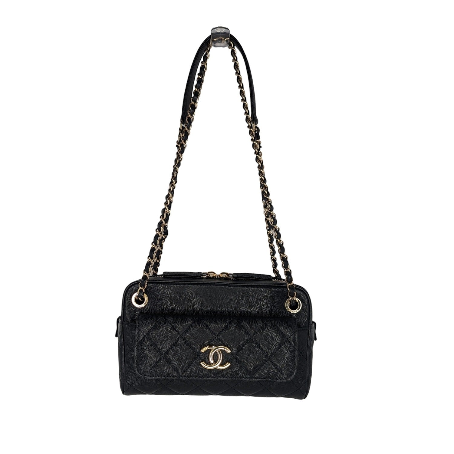 CHANEL Caviar Quilted Small Cosmetic Case Black 1245180