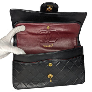 Chanel 90s Classic Black Lambskin Quilted Small Double Flap