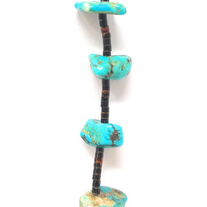 Vintage 17 Nugget Kingman Turquoise & Penshell Heishi Bead Necklace