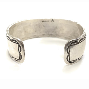 Vintage Navajo Sterling Silver Bison Story Teller Cuff Bracelet - Signed