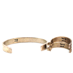 Sterling Silver Hopi Earrings and Cuff Bracelet Set