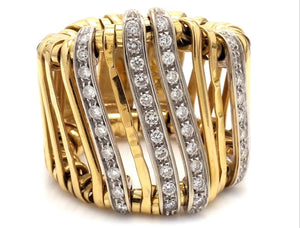 Orlando Orlandini 18K 2-Tone Gold Flexible Diamond Ring - Sz. 7.75