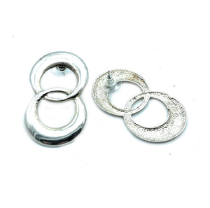 Sterling Silver Double Circle Figure 8 Drop Earrings