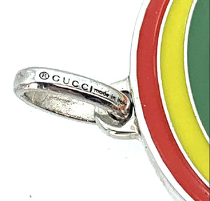 Gucci Sterling Silver & Enamel GG Ghost Rainbow Pendant Charm