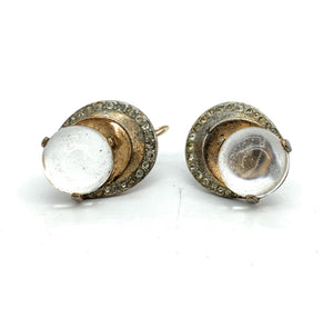 Vintage Sterling Silver & Crystal Screw-On Earrings
