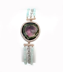 Meira T 14K Rose Gold, Diamond, Fluorite, & Milky Aquamarine Bead Bracelet