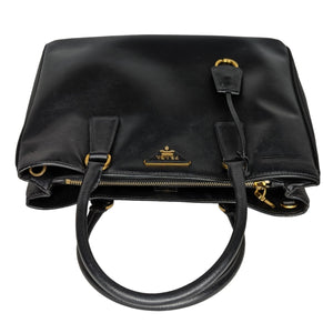 Prada Black, Pattern Print Saffiano Lux Racing Logo Handle Bag Mini