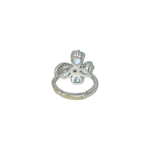 14K White Gold, Aquamarine, & Diamond Ring - Sz. 5.25