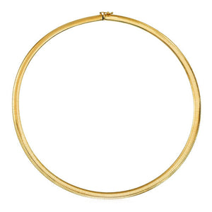 14K Yellow Gold 7.5mm Omega Chain Choker Necklace
