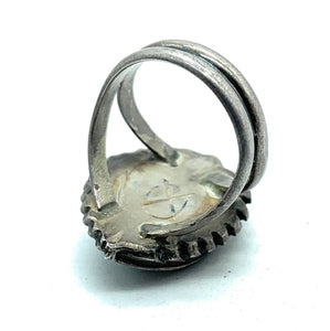Vintage 1960's Navajo Split Shank Sterling Silver & Malachite Ring