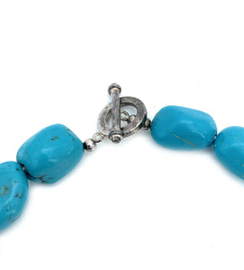 Old Pawn Sterling Silver & Large Turquoise Bead Necklace