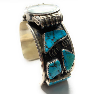 Vintage Zuni Sterling Silver Turquoise Watch Cuff Bracelet - Custom for Catherine