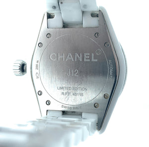 CHANEL Limited Edition Ceramic & Diamond 38mm J12 Automatic Watch White