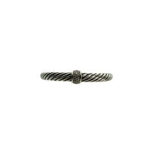 David Yurman Sterling Silver Classic Diamond Cable Cuff Bracelet