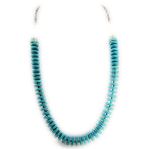 Santo Domingo Pueblo Natural Graduated Turquoise Disc Bead and Heishi bead Necklace
