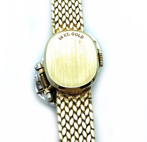 Geneve 14K Yellow Gold & 0.38ctw Diamond w/ Mesh Bracelet Ladies Oval Watch