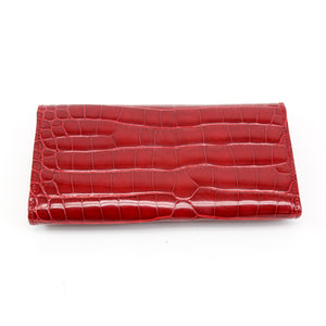 Bvlgari Red Alligator Leather Wallet