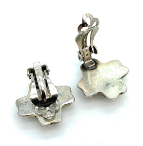 Vintage Mexico 1980's Sterling Silver 'X' Clip-On Earrings