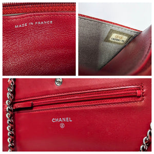 Chanel 2012 Red Caviar Timeless Wallet On Chain WOC