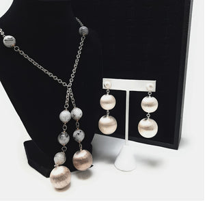 Paola valentini Italian Sterling Silver and Rutilated Quartz Necklace & Earring Set