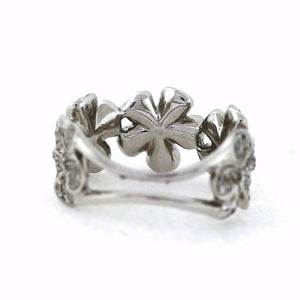 18K White Gold 0.83ctw Round Brilliant Diamond Floral Ring - Sz. 7.75