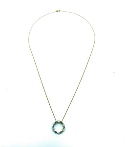 14K Yellow Gold, Opal & Topaz Pendant Necklace