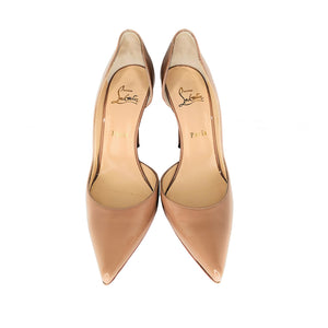 Christian Louboutin Iriza 100 Nude Patent Leather D'Orsay Pumps 39.5
