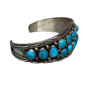 Anita Whitegoat Navajo Old Pawn Sterling Silver & Turquoise Cuff Bracelet