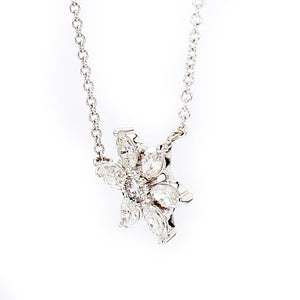 18K White Gold 0.56ctw Diamond Snowflake Pendant and Necklace