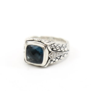 Scott Kay Sterling Silver Ring with Cushion-Cut Blue Topaz