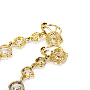 14K Yellow Gold & CZ Dangle Earrings