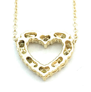 18K Yellow Gold 0.45ctw Yellow Diamond Open Heart Pendant Necklace