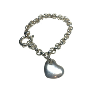 Milor Italy Sterling Silver Tiffany 'LIKE' Chain Link Heart Charm Bracelet