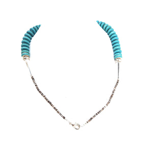 Santo Domingo Pueblo Natural Graduated Turquoise Disc Bead and Heishi bead Necklace