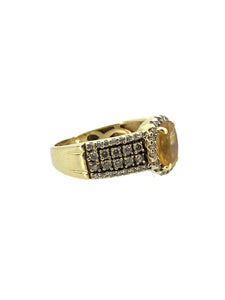 14K Yellow Gold, Citrine & Diamond Ring - Sz. 6.25