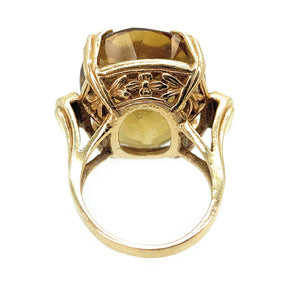 12.00ct Oval Citrine 14K Yellow Gold Cocktail Ring - Sz. 6.25