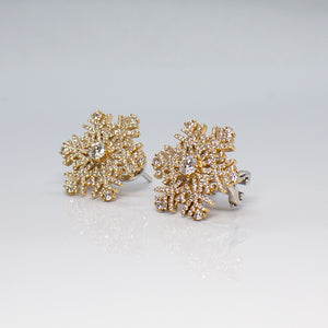 18K Rose Gold 1.07ctw Diamond Snowflake Post Earrings