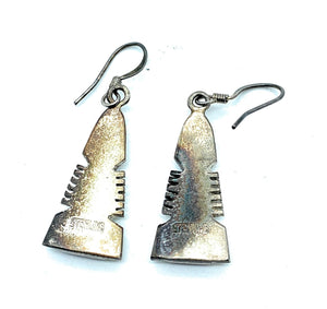 Vintage Navajo Sterling Silver & Multi-Stone Inlay Dangle Earrings