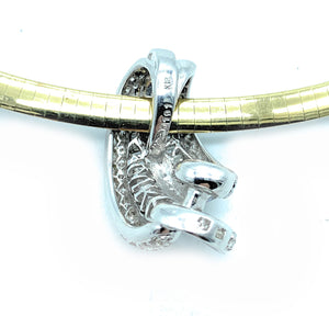 1.91ctw Diamond Slide 18K WG Pendant on 14K 2-Tone Gold Omega Choker Necklace