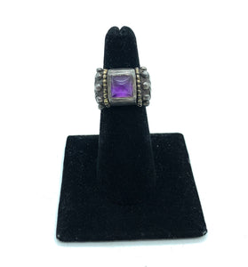 Antique Sterling Silver & Amethyst Ring - Sz. 5.5