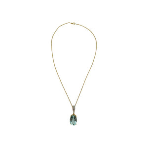 14K Yellow Gold, Aquamarine, & Diamond Necklace