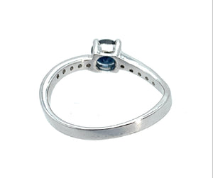 14K White Gold Sapphire & Diamond Ring - Sz. 6.5