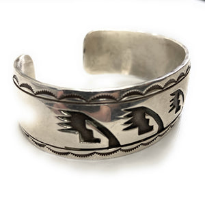 Navajo Sterling Silver Story Teller Cuff Bracelet Signed