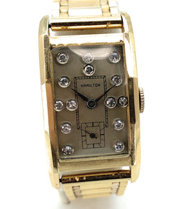 Vintage Hamilton 14K Yellow Gold & Diamond Dial Watch