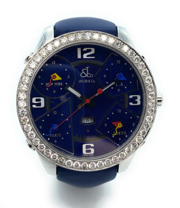 Jacob & Co. JC2 5-Time Zone Stainless Steel 3.25ctw Diamond 47mm Watch