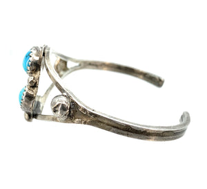 Old Pawn Sterling Silver & Turquoise Split-Shank Cuff Bracelet - Youth