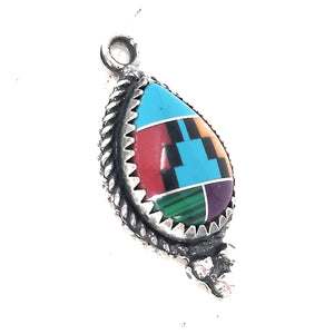 Sterling Silver Multicolor inlay Southwestern Pendant