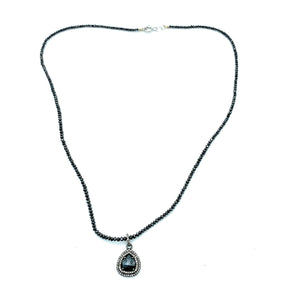 Estate 16.00ctw Black Diamond Bead & 1.75ctw Diamond Pendant Necklace